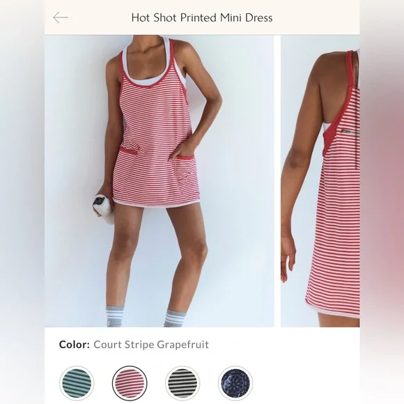 NWOT Free People FP Movement Hot Shot Printed Mini Dress Stripe Grapefruit - M - Picture 6 of 9